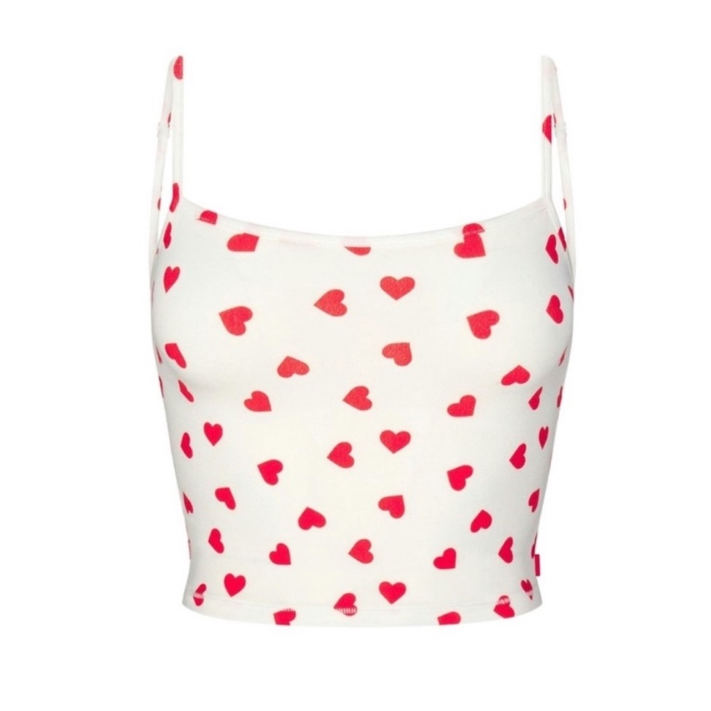 Heart Print White and Red Skims V- Day Top (NWT)